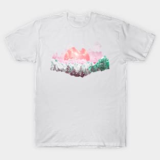 Pink snowy mountains T-Shirt